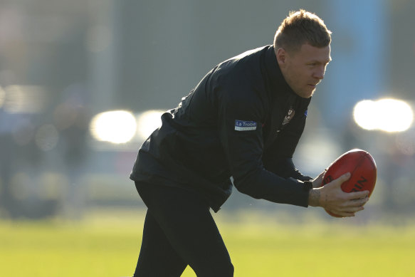 Jordan De Goey at Collingwood training after his return from Bali