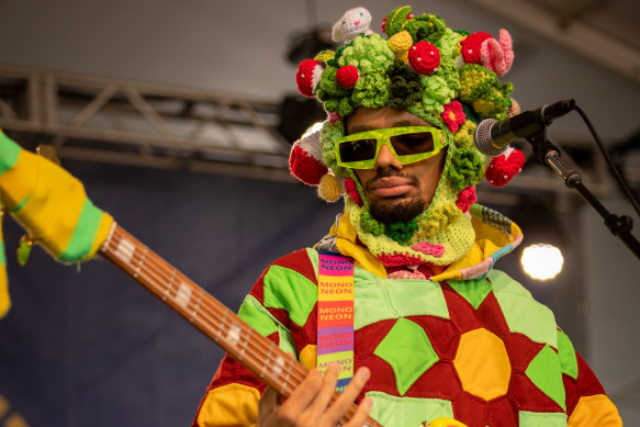 Mononeon performs during the 2022 Newport Jazz Festival in July.