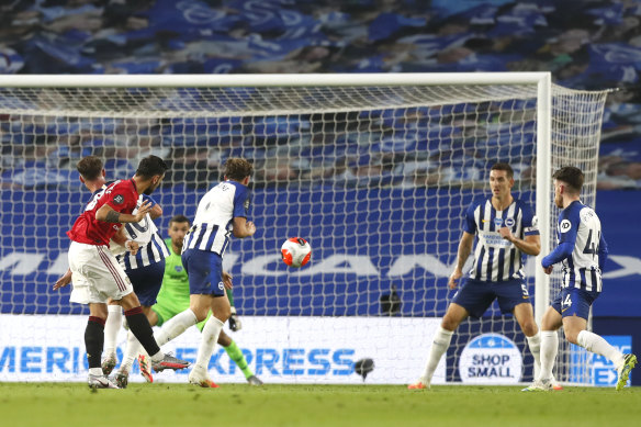 Bruno Fernandes bags his second at the AMEX Stadium on England's south coast.