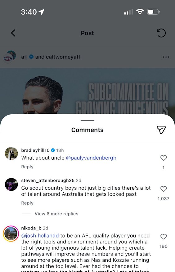 St Kilda’s Bradley Hill responds to AFL Media’s post about the sub-committee. 