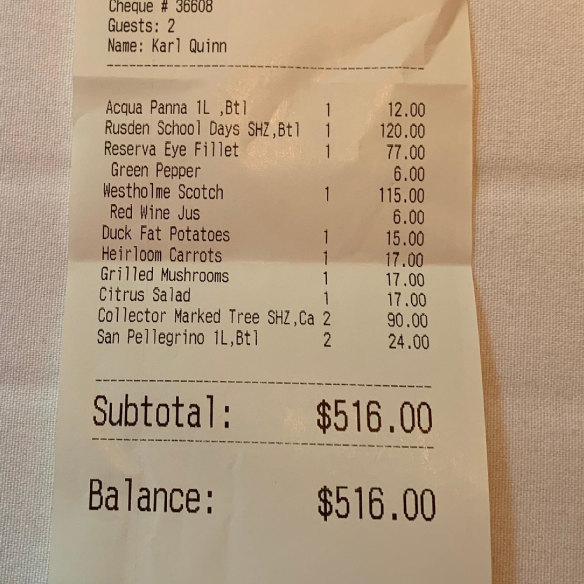 The bill at the Botswana Butchery,