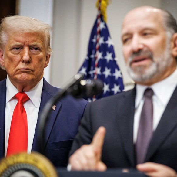 US President Donald Trump, left, and Howard Lutnick, US commerce secretary last month.