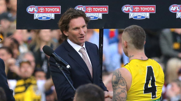 James Hird presented the Norm Smith Medal last year.