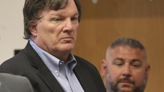 Rex Heuermann, the architect accused of murdering at least three women near Long Island’s Gilgo Beach, appears before Judge Timothy P. Mazzei in Suffolk County Court in Riverhead, New York.