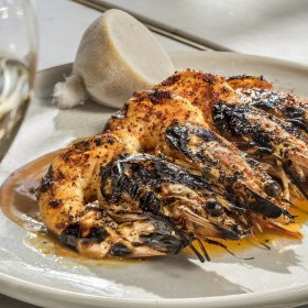 King prawns with saffron aioli.