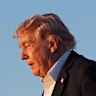 US President Donald Trump arrives on Air Force One at Joint Base Andrews, Maryland, on Sunday (US time).