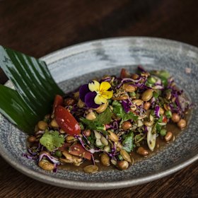 Pickled tea leaf (lahpet) salad.