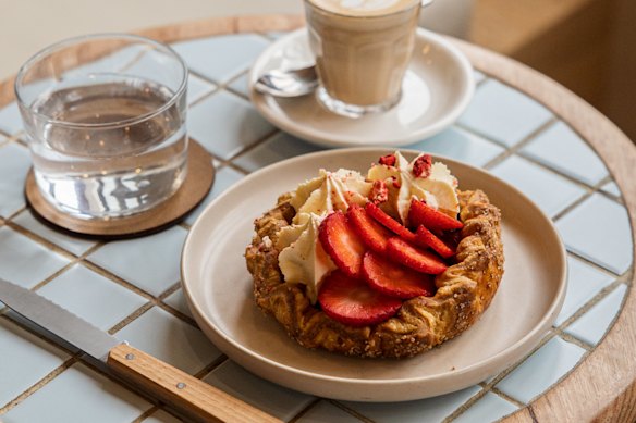 Strawberry danish at Flour in Caringbah South.