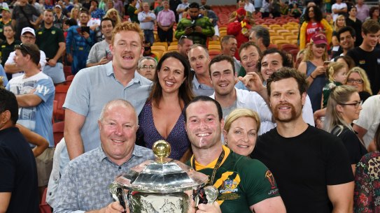 Boyd Cordner's cousin Joel Dark (top left) is fighting for his life after a nasty head knock left him in a critical condition during a rugby league match in Newcastle. 