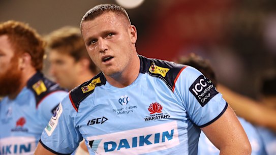 Waratahs prop Angus Bell suffered an ankle injury in the huge loss to the Brumbies. 