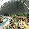 The former airship hangar at the old Brand-Briesen Airfield is the centre of Tropical Islands, a giant indoor resort.