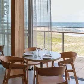 The dining room is located within the Mona Vale Surf Life Saving Club.