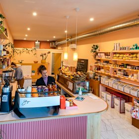 Inside the cafe-general store.
