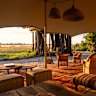 The luxury Maxa Camp on one of the delta’s river banks.