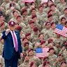 US President Donald Trump after his speech at Fort Bragg on Tuesday.