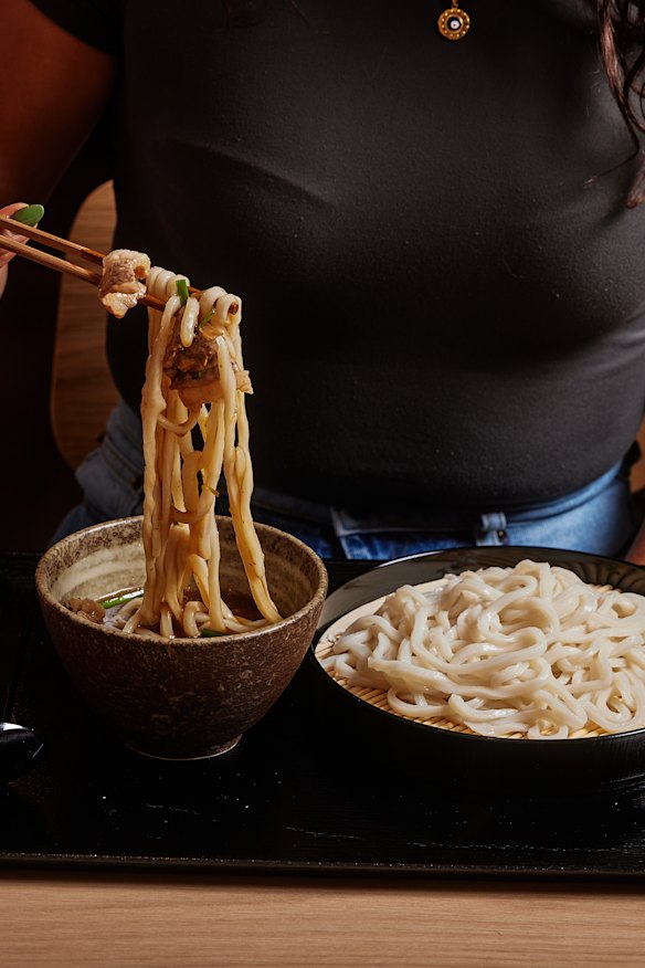 Sanuki noodles have a chewy, bouncy texture.