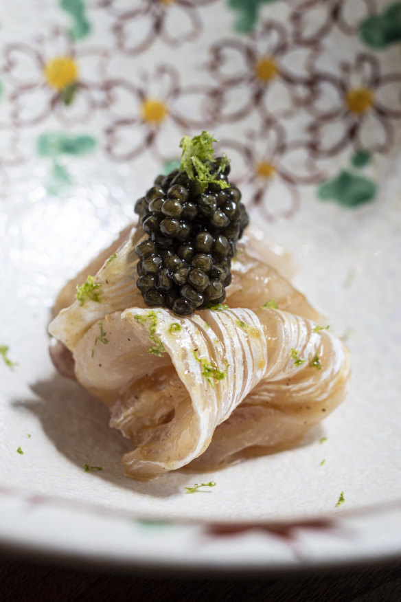 Kingfish, whitefish and caviar.