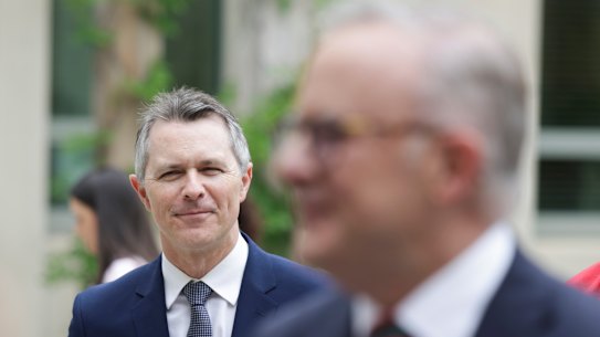 Minister for Education Jason Clare and Prime Minister Anthony Albanese meet with TAFE and university students, at Parliament House in Canberra on Monday 4 November 2024. fedpol Photo: Alex Ellinghausen