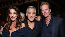 Cindy Crawford, George Clooney, and Rande Gerber attend Netflix’s “Jay Kelly” Los Angeles premiere at Chateau Marmont on November 11, 2025 in Los Angeles, California.