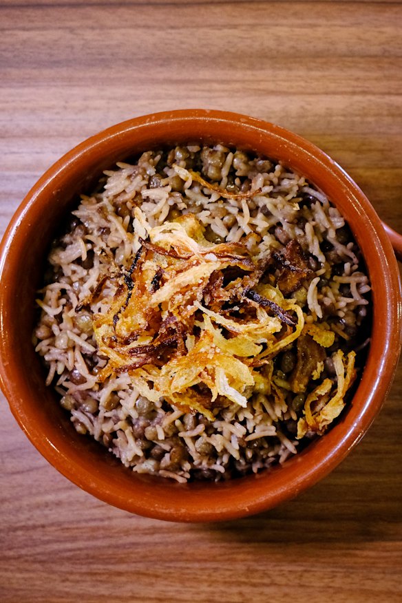 Mujadara (rice and lentil dish).