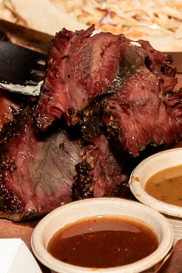 Slow-cooked brisket.