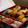 Japanese Bento box served on a bullet train in Japan.