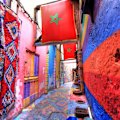 Laneway street art in the medina of Fes in Morocco.