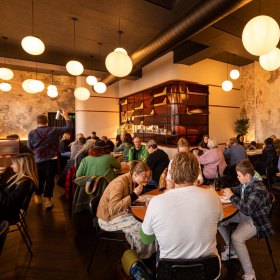 Inside the popular restaurant.