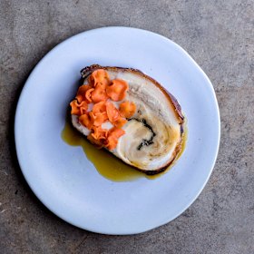 Pork, honey and carrot.