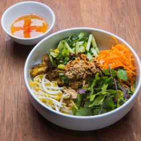 Noodles with chicken.  