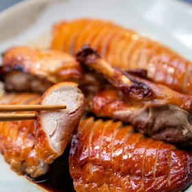 Roasted duck, laos sausage and fragrant soy.
