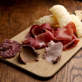 Gnocco fritto cured meats and pate.
