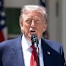 US President Donald Trump during a Mother’s Day luncheon in the Rose Garden of the White House on Friday.