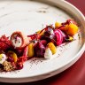 Beetroot with amaranth and buffalo curd at Jana Restaurant & Bar in Newcastle.