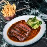 Steak frites at Bar Romanee. 