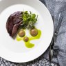 Shallot tarte tatin showcases Patsy’s classical approach to vegetarian cooking.