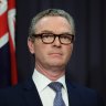 Minister for Defence Industry and Leader of the House Christopher Pyne addresses the media on citizenship issues during a press conferene at Parliament House in Canberra on Wednesday 9 May 2018. fedpol Photo: Alex Ellinghausen