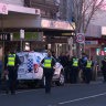 Police on Puckle Street after a man hospitalised four people in the area on Wednesday afternoon.