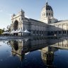 MELBOURNE, AUSTRALIA - APRIL 21: A general view outside The Royal Exhibition Building in Carlton on April 21, 2021 in Melbourne, Australia. Mass-vaccination hubs have opened in Melbourne and Geelong today, open to people eligible for the COVID-19 vaccine. Any Victorian eligible to be vaccinated under phase 1a or 1b will be able to receive a COVID-19 vaccine at Melbourne's Royal Exhibition Building, the Melbourne Convention and Exhibition Centre or at Geelong's former Ford factory from today. (Photo by Darrian Traynor/Getty Images) *** BESTPIX ***