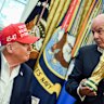 US President Donald Trump, left, and FIFA boss Gianni Infantino in the Oval Office.