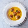 Scallops- France Soir in South Yarra-Â Good Food review of the best dishes for Bastille day- 9thÂ July 2020 The Age News Picture by JOE ARMAO