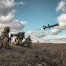 Ukrainian soldiers use a launcher with US Javelin missiles during military exercises in Donetsk region, Ukraine.