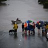 People and animals being rescued as severe flooding hits Lismore in northern NSW on Monday February 28 2022. Photo: Elise Derwin / SMH. .
