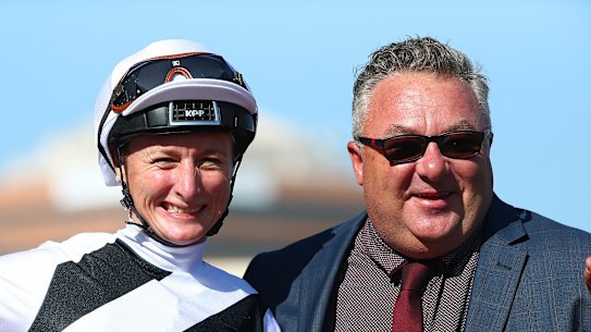 Meech with trainer Chris Meagher after the race.