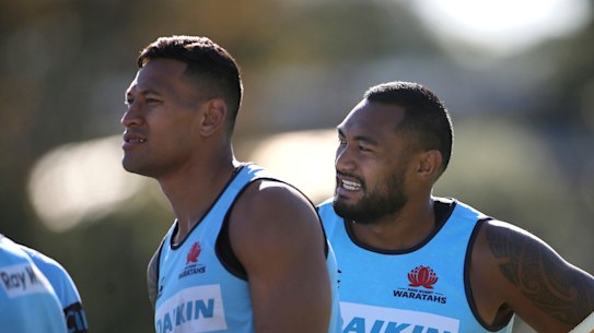 Israel Folau and Sekope Kepu in their Waratahs days.
