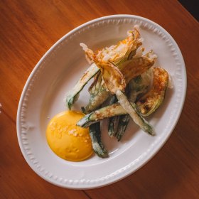 Stuffed zucchini flowers. 