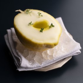 Frozen lemon with olive oil.
