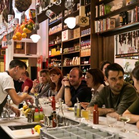 The bar. 