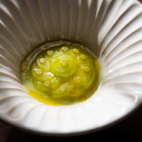 Snapper with cucumber and citrus pepper.