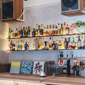 Inside the CBD bar.